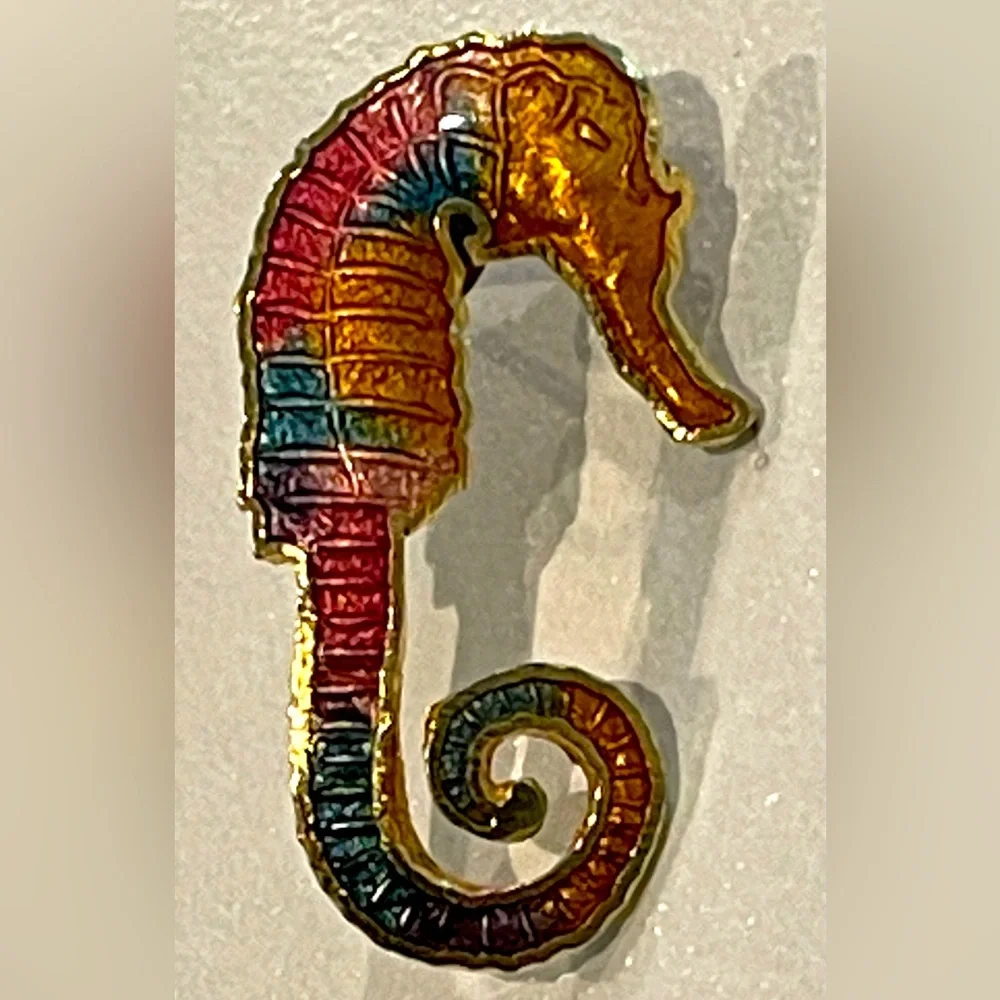 Vintage Cloisonné Seahorse Earrings - Picture 2 of 4